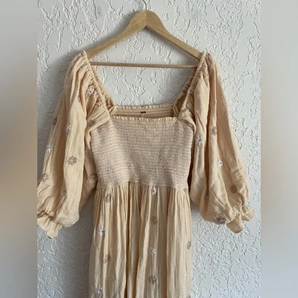 FREE PEOPLE Dahlia Embroidered Cotton Maxi Dress size Medium - Picture 7 of 8